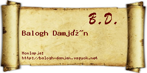 Balogh Damján névjegykártya